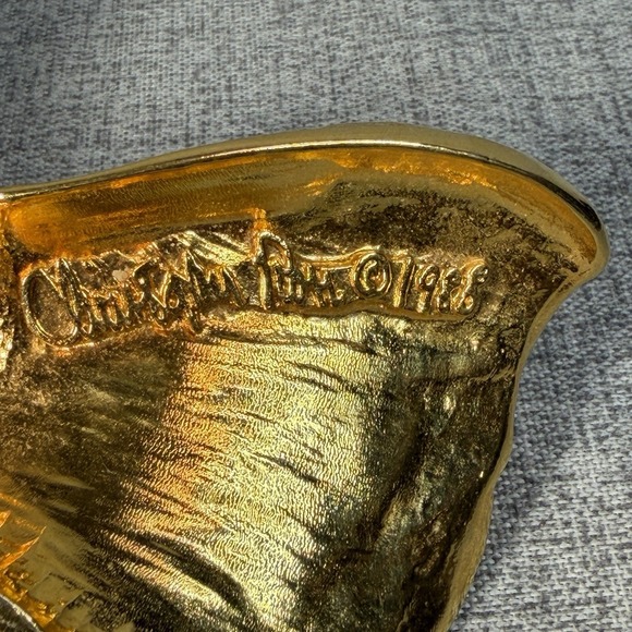 Rare Vintage 1988 Christopher Ross Signed Massive Bow Tassel Gold Belt Buckle main image 13
